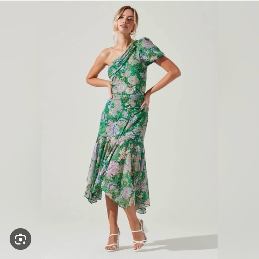 Astr Santorini - Green & Lilac Floral Dress